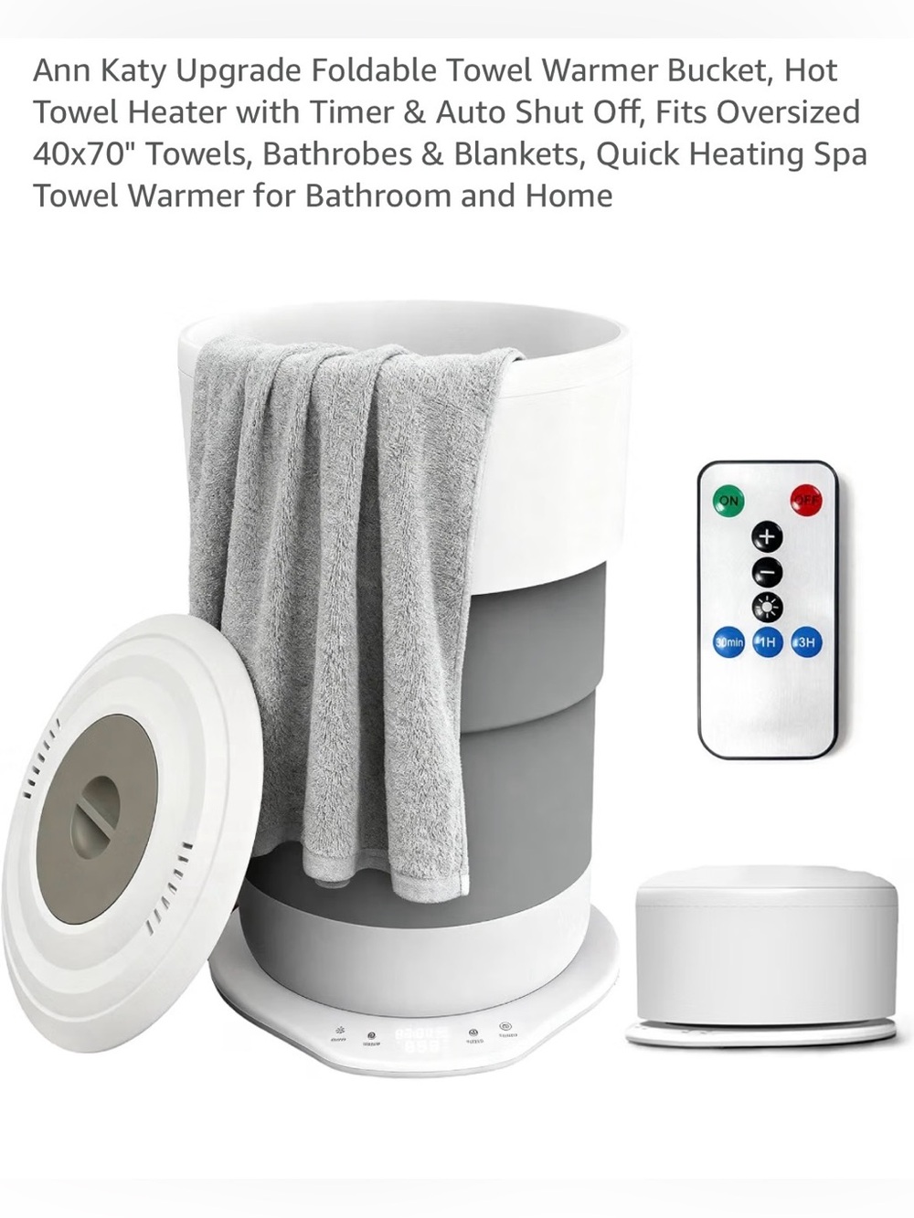 Ann Katy Foldable Towel Warmer Hot Heater with Timer & Auto Shut off spa NIOB